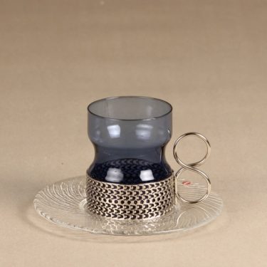 Iittala Tsaikka tea cup and saucer, blue, Timo Sarpaneva, i-color