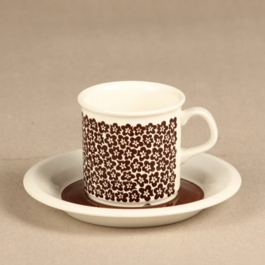 Arabia Faenza kahvikuppi, ruskea, suunnittelija Inkeri Seppälä, serikuva