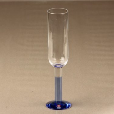 Iittala Mondo sparkling wine glass, clear, blue, Kerttu Nurminen