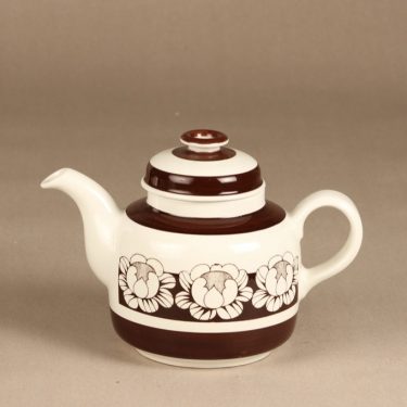 Arabia Katrilli tea pot, brown, designer Esteri Tomula, silk screening