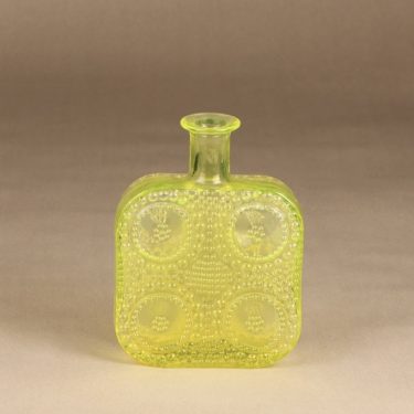 Riihimäen lasi Grapponia koristepullo, keltainen, suunnittelija Nanny Still,
