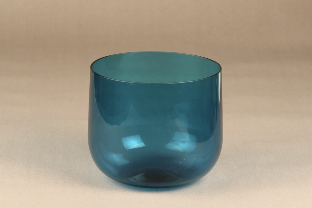 Riihimäen lasi Harlekiini salad bowl, blue, designer Nanny Still
