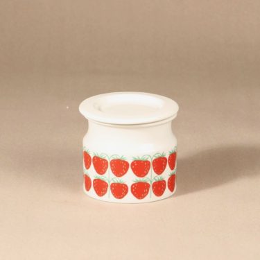 Arabia Pomona strawberry jar, designer Raija Uosikkinen, silk screening