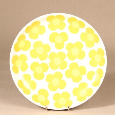Arabia Aurinko serving platter, yellow, designer Esteri Tomula, silk screening