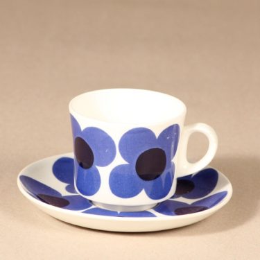 Arabia Aurinko kahvikuppi, sininen, suunnittelija Esteri Tomula, serikuva