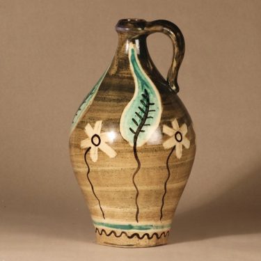 Kupittaan savi vase, hand-painted, designer Gunnar Iso-Puonti, signed, massive