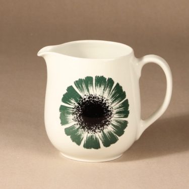Arabia Asteri jug, black-green, flower decoration, silk screening