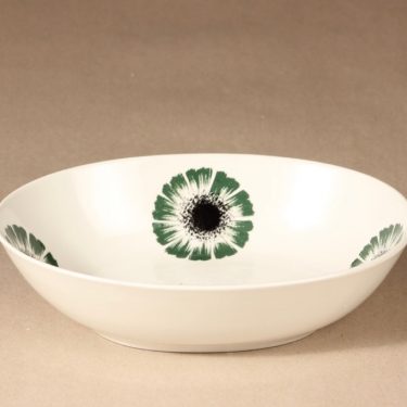 Arabia Asteri serving bowl, black, green, flower theme, silk screening