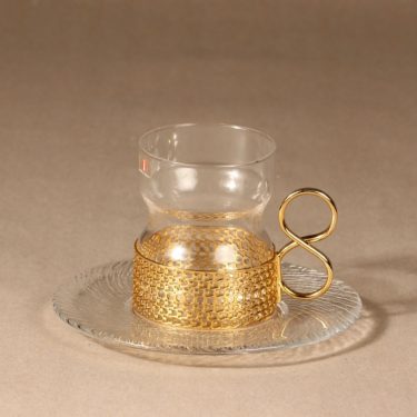 Iittala Tsaikka tea cup and saucer, 23 cl, designer Timo Sarpaneva, gilted