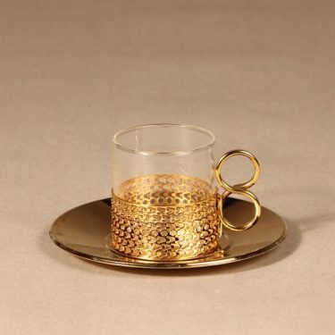 Iittala Karaatti cup and saucer, gold-plated, Timo Sarpaneva,