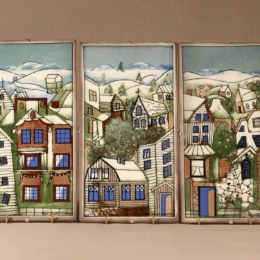Arabia neighboring villages triptych, Heikinkylä, Matinkylä, Laurinkylä designer Heljä Liukko-Sundström