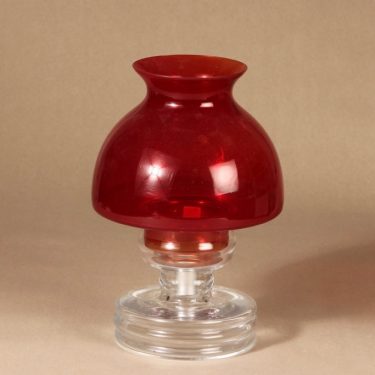 Riihimäen lasi Apollo candlestick, clear, red, designer Nanny Still