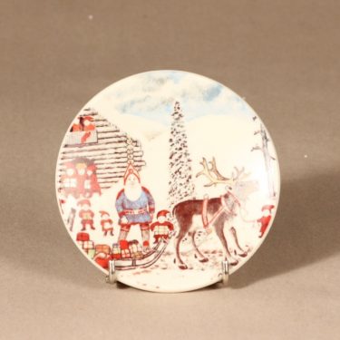 Arabia seinälautanen, Joulupukki Korvatunturilla, suunnittelija Andreas Alariesto, Joulupukki Korvatunturilla, serikuva, pieni