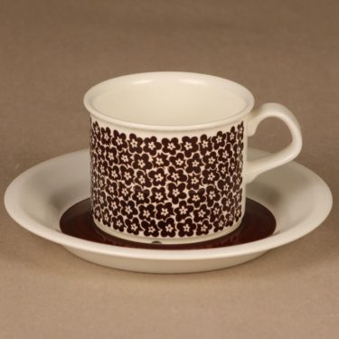 Arabia Faenza brown flower coffee cup designer Inkeri Seppälä