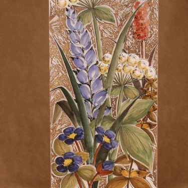 Arabia seinätaulu, käsinmaalattu, suunnittelija Naile Wafin, käsinmaalattu, suuri, signeerattu, kukka