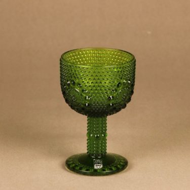Riihimäen lasi Grapponia wine glass, green designer Nanny Still