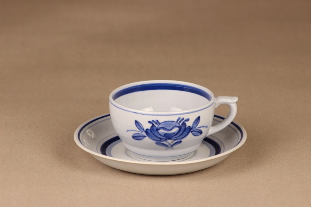 Arabia Blue Rose tea cup, hand-painted designer Svea Granlund