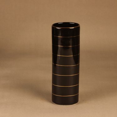Arabia vase, black, gold, stripe decoration, functionalism