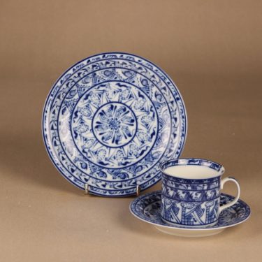 Rörstrand Cobolti kahvikuppi ja lautaset, sininen, suunnittelija Oiva Toikka,
