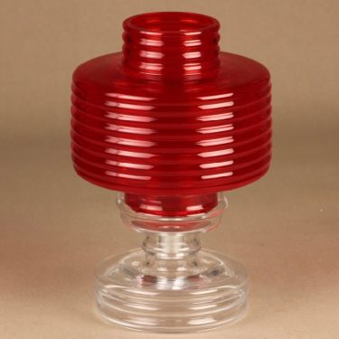 Riihimäen lasi Apollo kynttilälyhty, punainen, suunnittelija Nanny Still, Kaksi-osainen