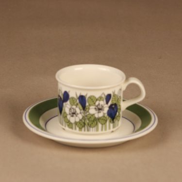Arabia Krokus kahvikuppi, vihreä, suunnittelija Esteri Tomula, kukka
