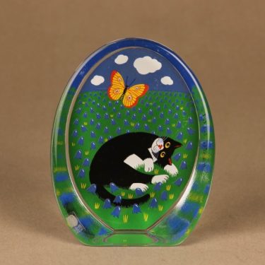 Iittala glass card Cat on the meadow designer Martti Lehto