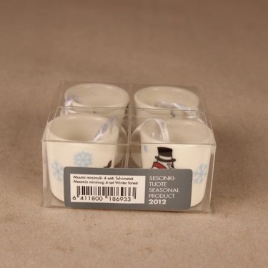 Arabia Muumi minimukit, Sesonkituote 2012, 4 kpl, suunnittelija Tove Slotte-Elevant, Sesonkituote 2012, muumimuki, muumi