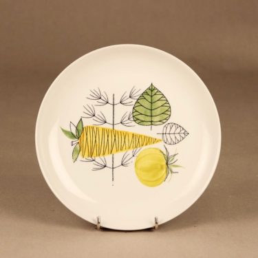 Arabia Vegeta lautanen, käsinmaalattu, suunnittelija Esteri Tomula, käsinmaalattu, retro, vihannes