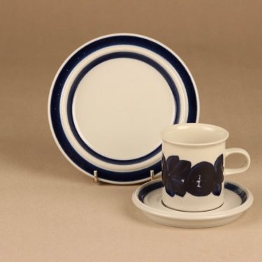 Arabia Anemone coffee cup and plates(2), handpainted designer Ulla Procope