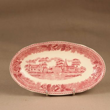 Arabia Maisema herring plate, red designer unknown