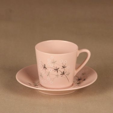 Arabia Lumikukka coffee cup, pink designer Raija Uosikkinen
