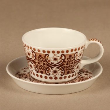 Arabia Ali kahvikuppi, ruskea, suunnittelija Raija Uosikkinen, kuparipainokoriste