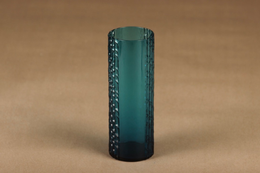Riihimäen lasi Flindari glass, turquoise designer Nanny Still