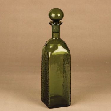 Riihimäen lasi Flindari karahvi, oliivinvihreä, suunnittelija Nanny Still,