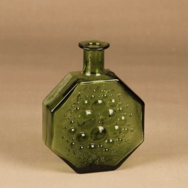 Riihimäen lasi Stella Polaris decorative bottle, green designer Nanny Still