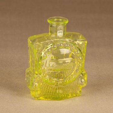 Riihimäen lasi Veturipullo decorative bottle, yellow designer  Erkkitapio Siiroinen