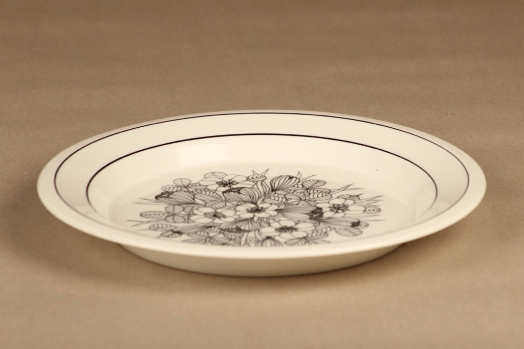 Arabia Krokus lautanen, 24.5 cm, suunnittelija Esteri Tomula, 24.5 cm, serikuva, kukka
