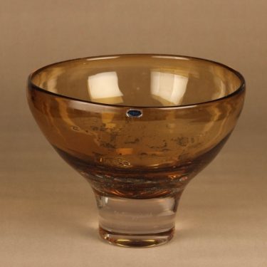 Nuutajärvi Vulcano art glass bowl, signed designer Heikki Orvola