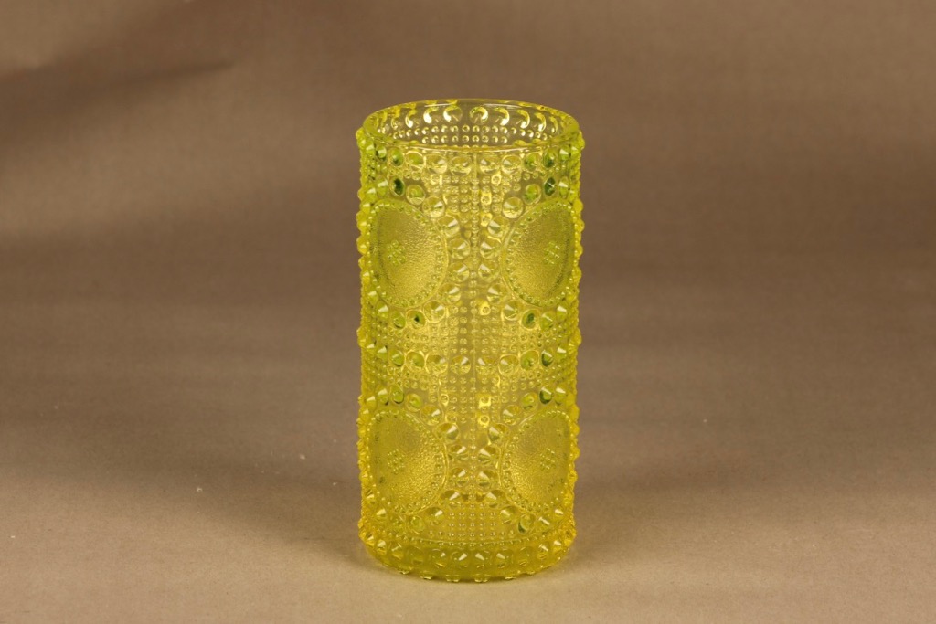 Riihimäen lasi Grapponia maljakko, keltainen, suunnittelija Nanny Still,