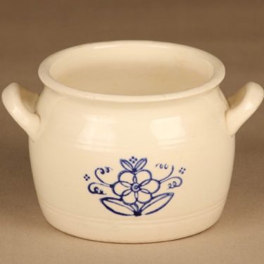 Arabia B voipytty, valkoinen, sininen koriste, suunnittelija tuntematon,