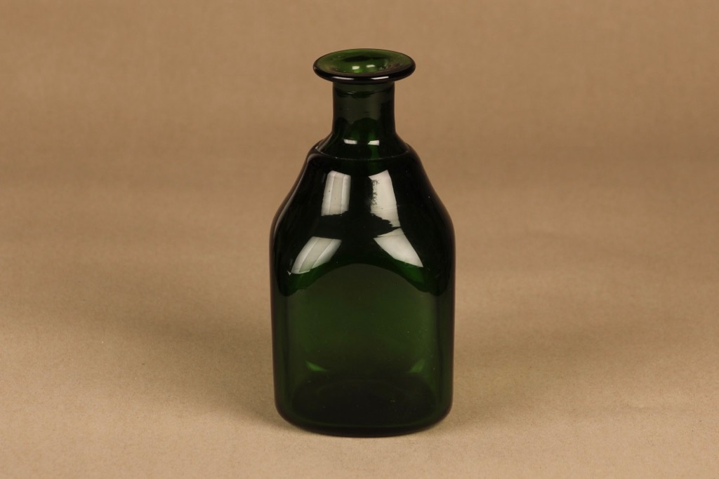 Riihimäen lasi art glass bottle, green designer unknown