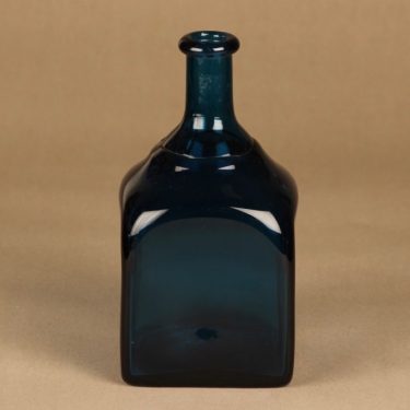 Riihimäen lasi art glass bottle, turquoise blue designer unknown