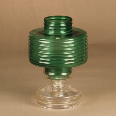 Riihimäen lasi Apollo kynttilälyhty, vihreä, kirkas, suunnittelija Nanny Still, Kaksi-osainen