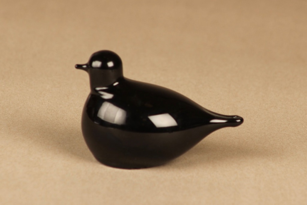 Nuutajärvi bird Snow Bunting, black designer Oiva Toikka