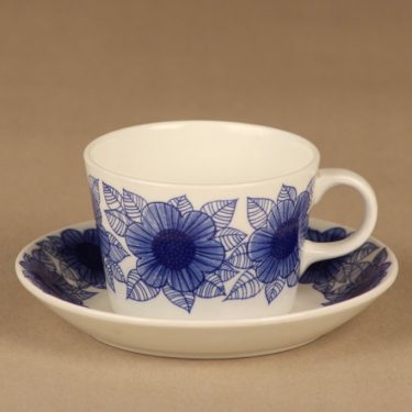 Arabia Malva teekuppi, sininen, suunnittelija Esteri Tomula, serikuva