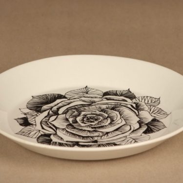 Arabia Musta ruusu lautanen, 19.5 cm, suunnittelija Esteri Tomula, 19.5 cm, serikuva, kukka