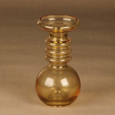 Riihimäen lasi Kielo vase/candle holder, amber designer Tamara Aladin