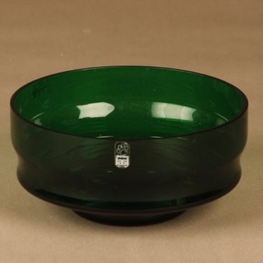 Riihimäen lasi Erkki tarjoilukulho, vihreä, suunnittelija Erkkitapio Siiroinen,