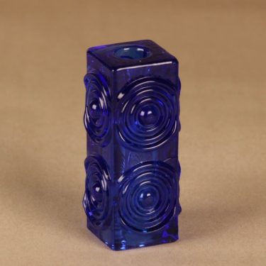 Riihimäen lasi Rengas candle holder/vase, blue designer Tamara Aladin