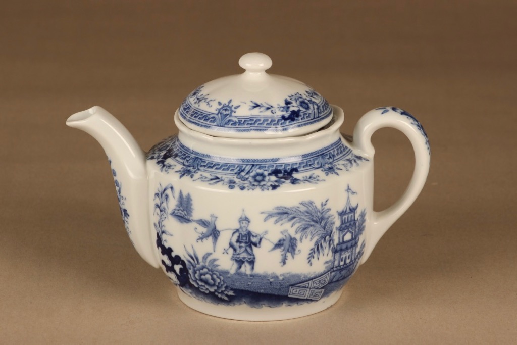 Arabia Singapore tea pot, blue designer unknown